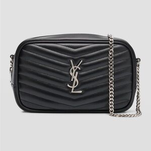 Yves Saint Laurent Black Chevron Quilted Crossbody Bag